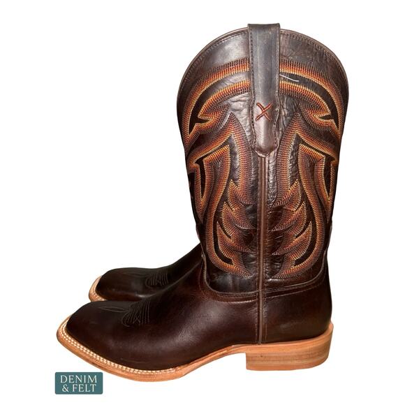 NEW Twisted X Rancher Boots Chocolate Leather Square Toe Western Cowboy 11 D main image 10